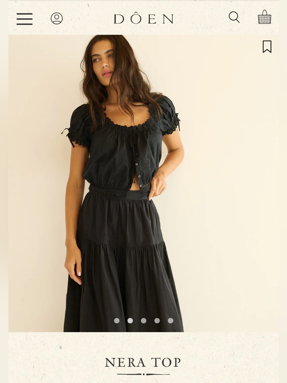 Doen Nera Puff-Sleeve Top in Black - Picture 2 of 7